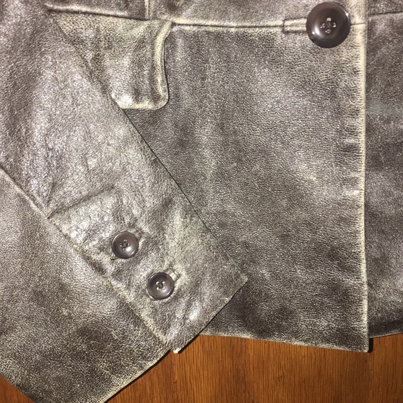 Revue Women's Charcoal Leather Jacket with Pockets - Picture 5 of 11